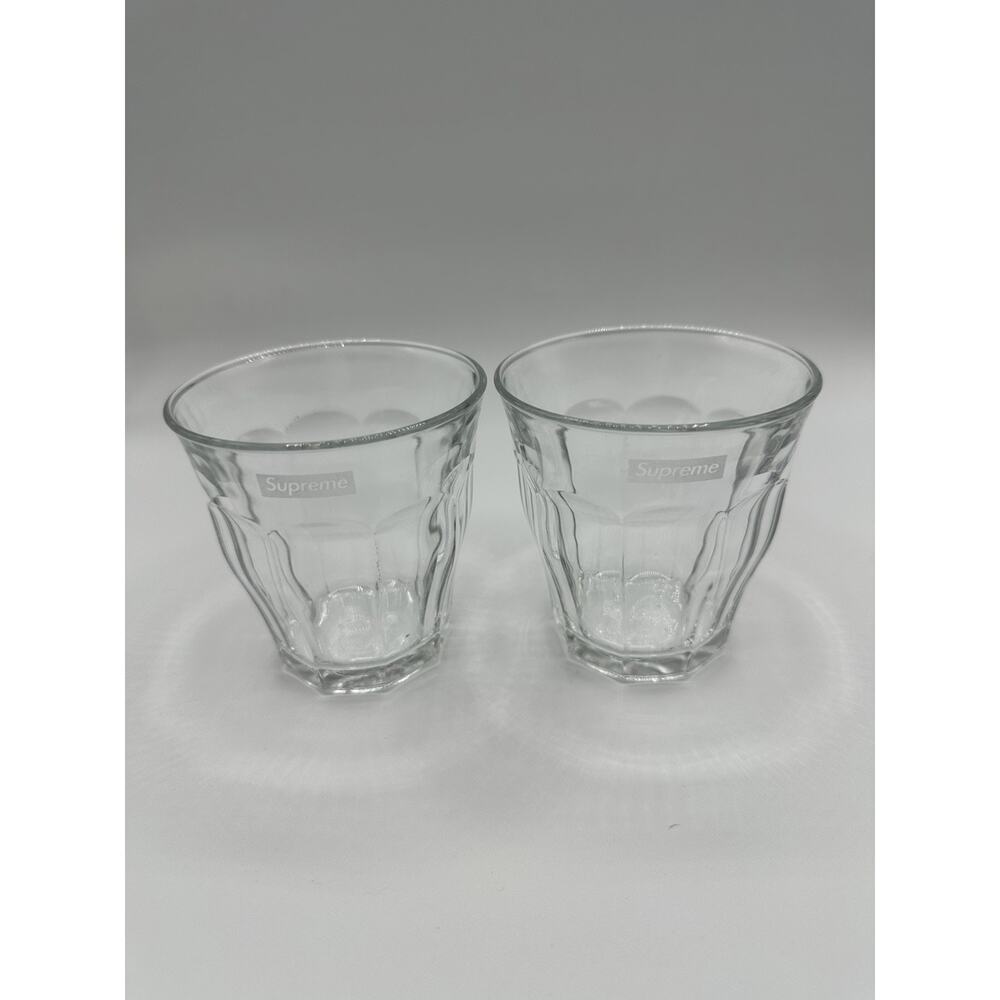 Limited-Supreme x Duralex Collaboration-Set of 2 Drinking Glasses-New No Box